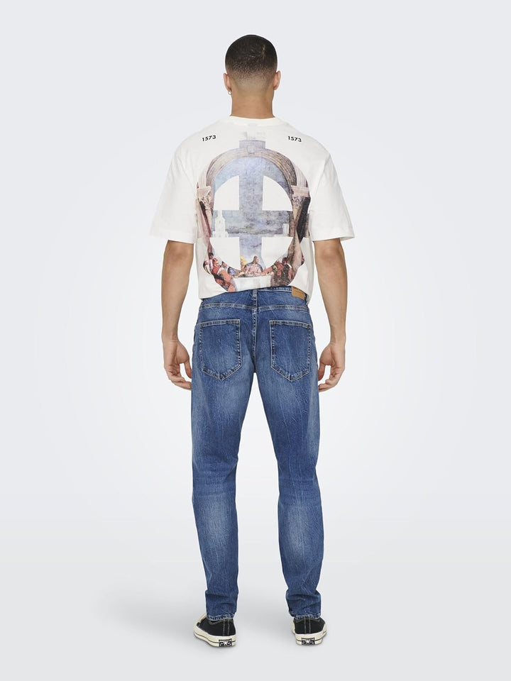 ONLY & SONS Herren Jeans ONSAVI Comfort 4934 - Relaxed Fit - Light Blue Denim 29W / 32L Dark Medium