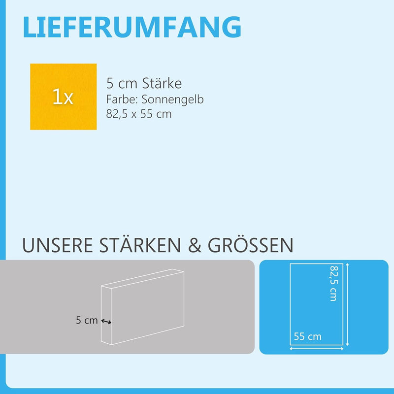 platino24 Schallabsorber aus Basotect G+, 1 Absorberelement Rechteck 82,5x55cm in Sonnengelb, Akusti