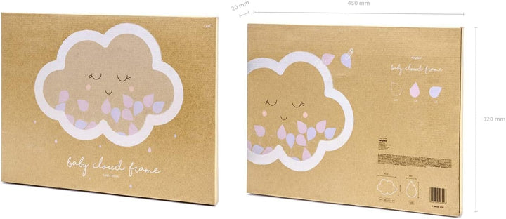 Unbekannt Gäste-Buch Holz-Rahmen mit 30 Wolken aus Holz als Gästebuch zur Taufe, Baby-Shower-Party K