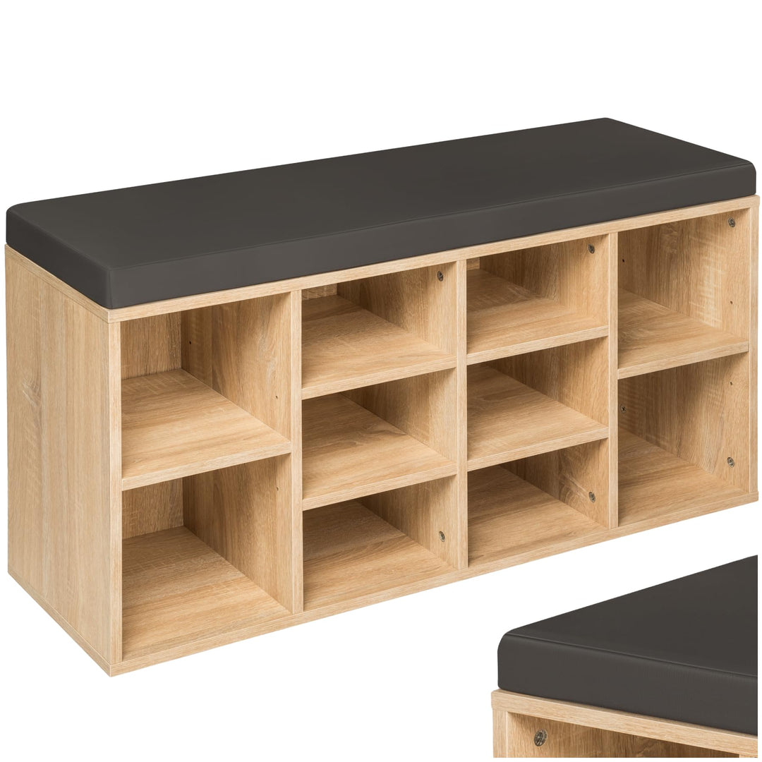 tectake® Schuhschrank mit Sitzbank, Schuhregal, Sitzbank mit Stauraum für 10 Paar Schuhe, Garderobe,