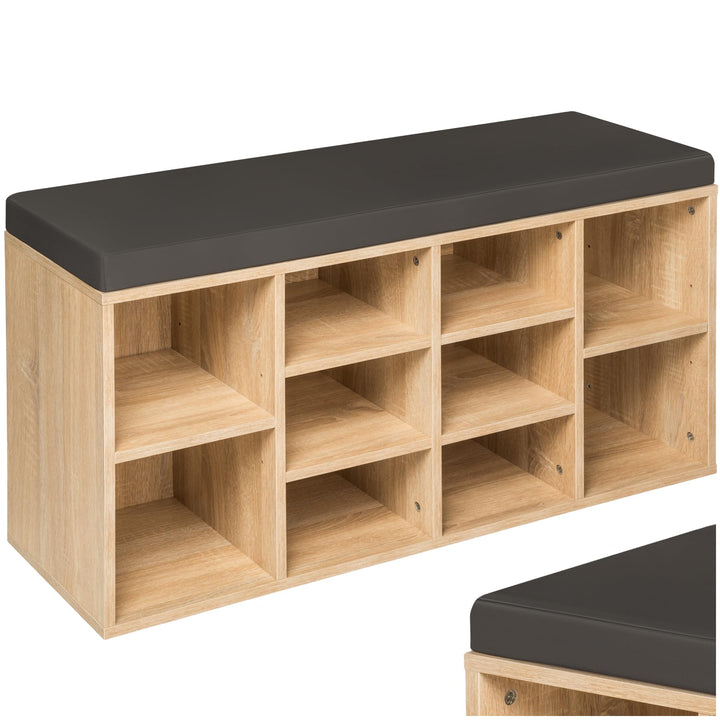 tectake® Schuhschrank mit Sitzbank, Schuhregal, Sitzbank mit Stauraum für 10 Paar Schuhe, Garderobe,