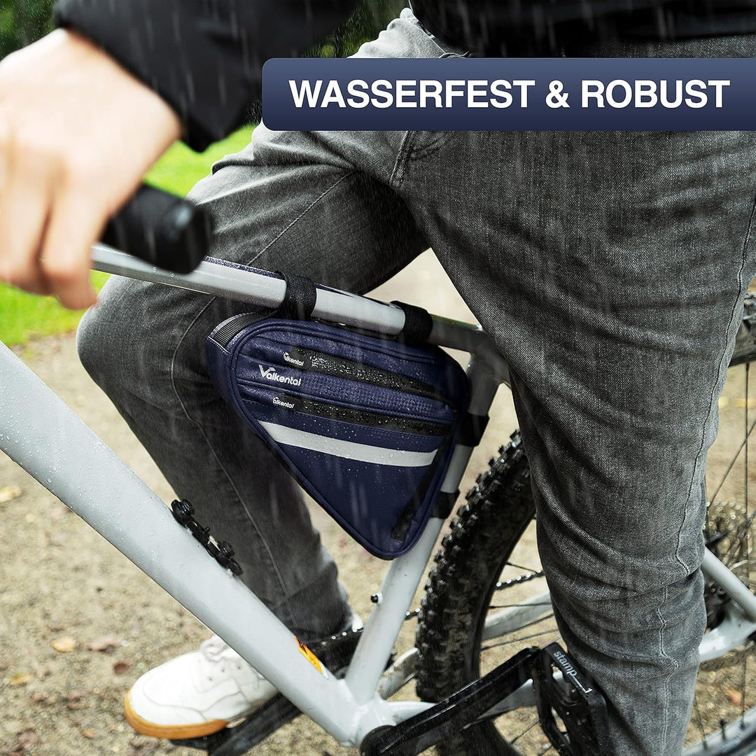 Valkental - Wasserfeste Rahmentasche mit viel Platz - 1,5L Volumen - Fahrradtasche mit Reflektoren u