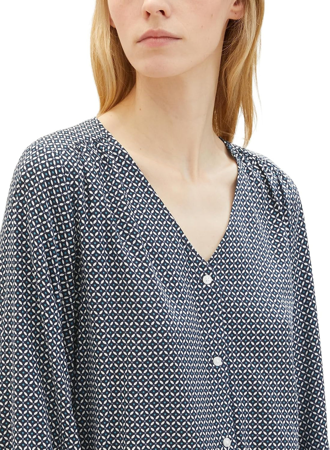 TOM TAILOR Damen Bluse mit Muster 34 32365-navy Geometrical Design, 34 32365-navy Geometrical Design