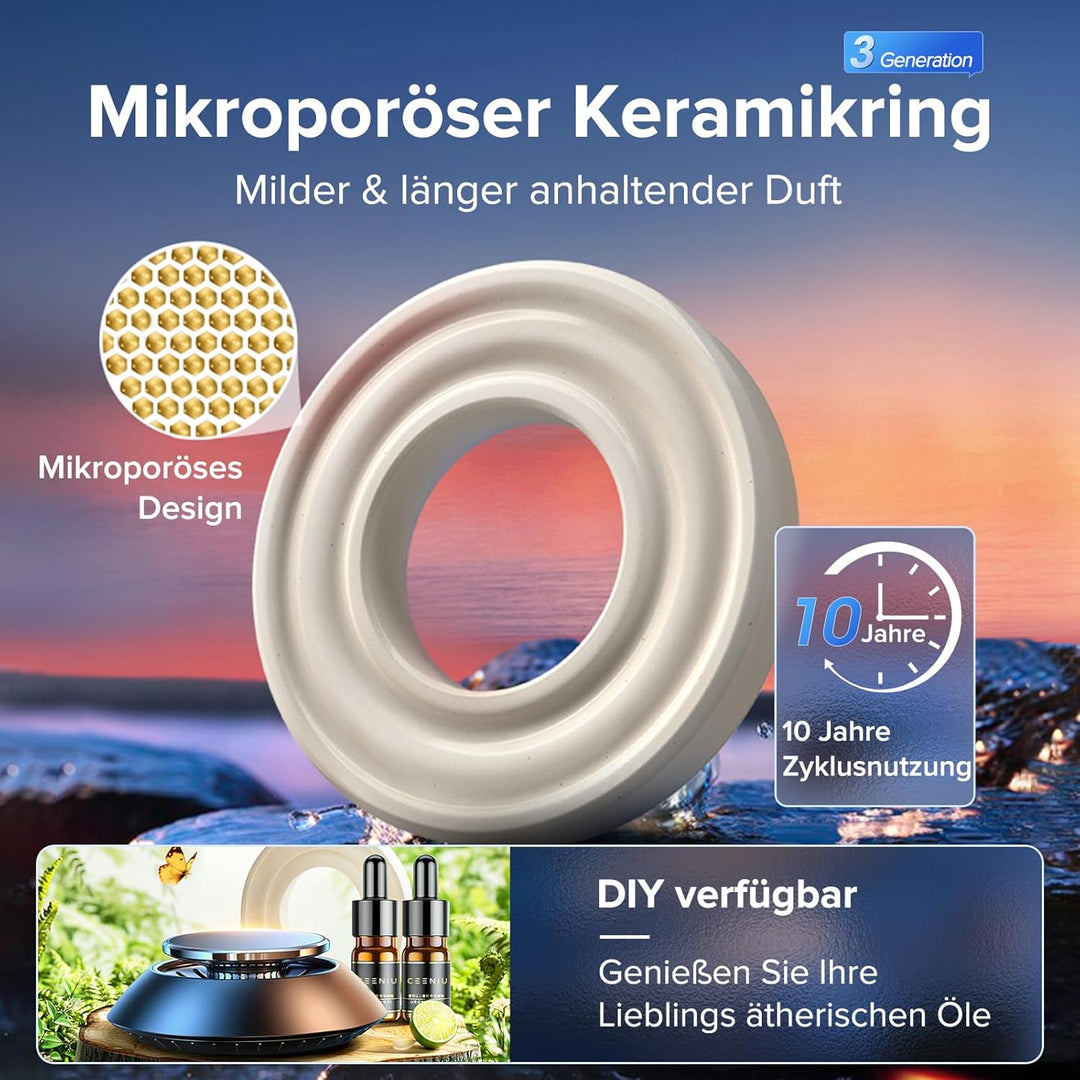 Ceeniu Auto Lufterfrischer, EA02 DIY Lufterfrischer, UFO Voll-Aluminiumlegierung Design, Natürlicher