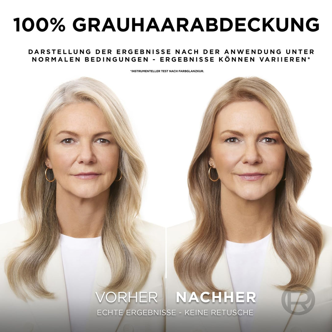 L'Oréal Paris Permanente Haarfarbe, 100% Grauhaarabdeckung, Haarfärbeset mit Coloration, Shampoo und