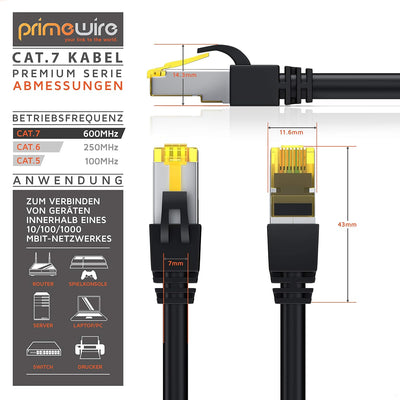 CSL - 20 x 0,5m CAT 7 Netzwerkkabel Gigabit Ethernet LAN Kabel - 10000 Mbit s - Patchkabel - Cat.7 R