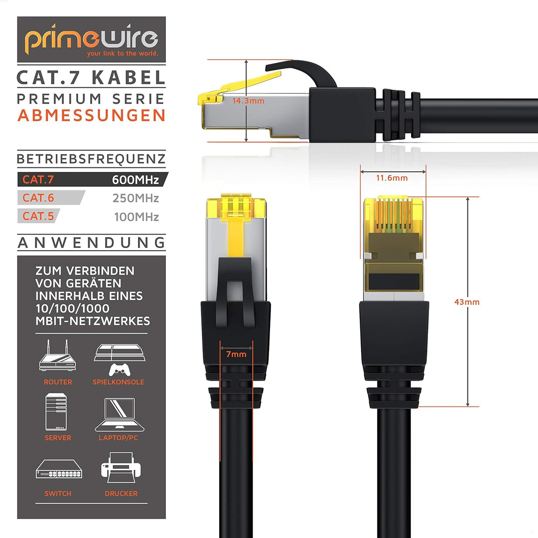 CSL - 10 x 0,25m CAT 7 Netzwerkkabel Gigabit Ethernet LAN Kabel - 10000 Mbit s - Patchkabel - Cat.7