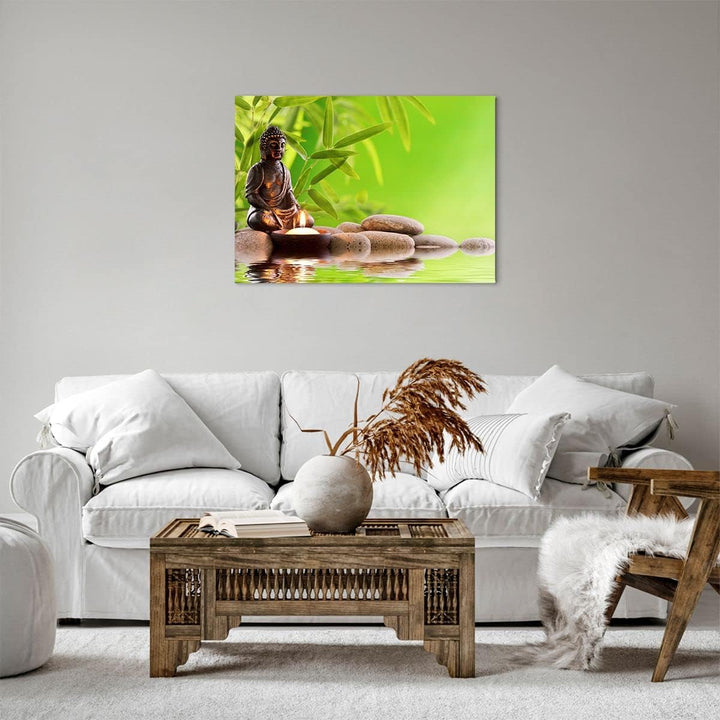 Bilder auf Leinwand Buddhismus Feng Shui Spa Bambus Leinwandbild 70x50cm Wandbilder Dekoration Wohnz