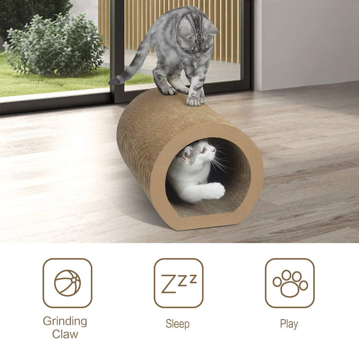 Aibuddy Katzenkratzer, Tunnel, Katzenkratzmatte, Bett-Lounge mit Katzenminze, robuster Karton & Kons
