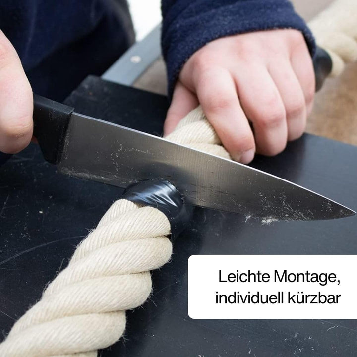 Handlaufseil Set 30mm - bestehend aus 2 Endkappen 9 Seilträger vernickelt und 9m "Nature Touch" Hand