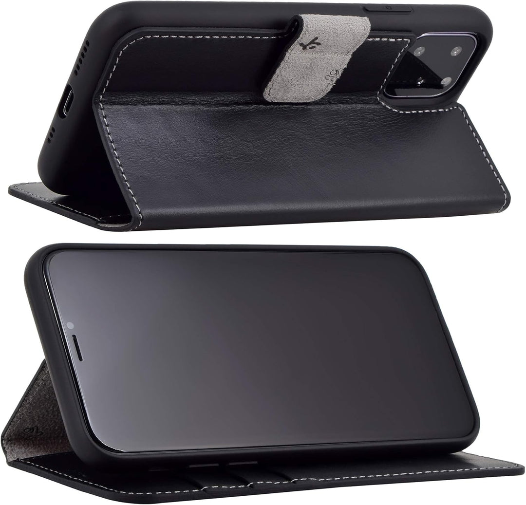 Suncase Book-Style Hülle kompatibel mit iPhone 11 (6.1 Zoll) Leder Tasche (Slim-Fit) Lederhülle Hand