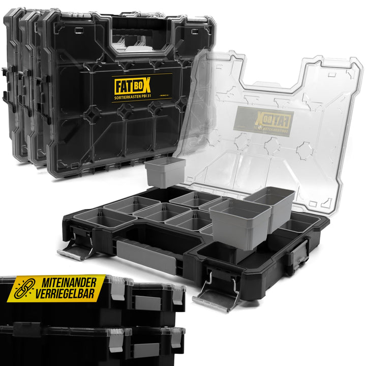 Fatbox XXL Organizer Sortierkasten Sortimentskasten Kleinteilemagazin Aufbewahrungsbox Koffer (Schwa
