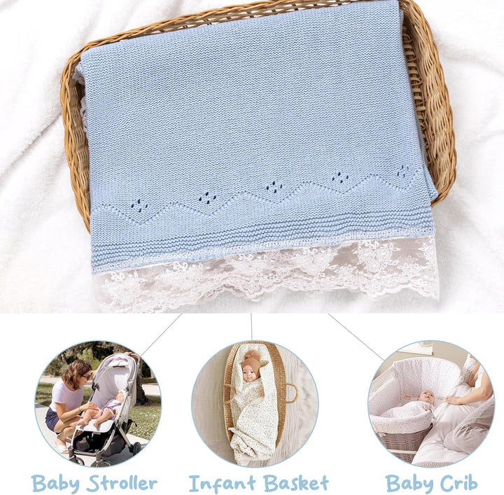 Booulfi Babydecke Junge Mädchen Kleinkind Kleinkind weich Swaddle Empfangen Stricken Baumwolldecke N