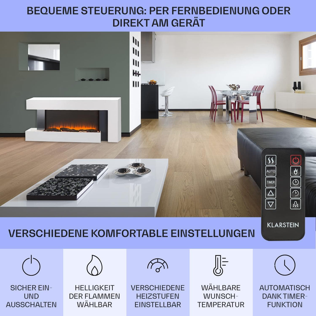 Klarstein Elektrokamin, Elektro Heizungen für Wohnzimmer & Innenräume, Elektrischer Kamin mit LED Fl