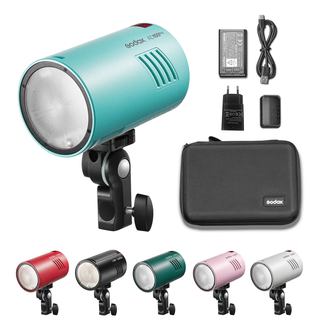 Godox AD100Pro Pocket Flash Blitzlicht 2.4G Wireless 5 Gruppen 32 Kanäle OLED Bildschirm 5800K 1/800