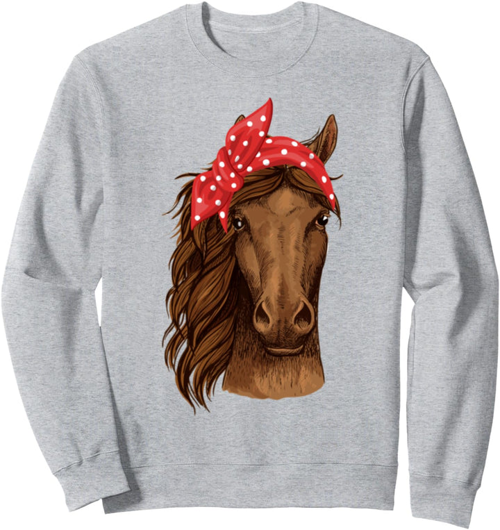 Pferd mit Kopftuch Shirt Pferd Liebe, reiten Mädchen Pferde Sweatshirt