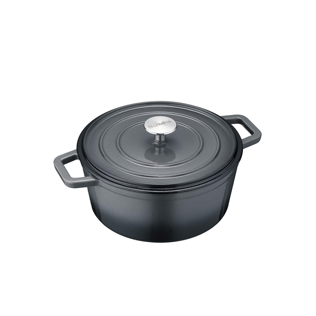 Berndes Bräter B.iron 3,75L mit Deckel - 24 cm - Gusseisen mit Emaillebeschichtung - Kochtopf zum Sc