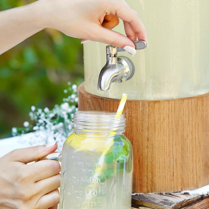 SPRINGLANE Glas Getränkespender 5 L Greta mit Edelstahl-Zapfhahn & Ständer aus Eichenholz, Limonaden