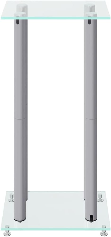 vidaXL Lautsprecher-Ständer 2 STK. Silbern Hartglas 4 Säulen, Silber