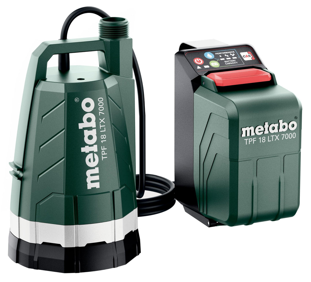 metabo Akku-Tauchpumpe TPF 18 LTX 7000-18V, CAS, max. Fördermenge 7000 l/h, Förderhöhe 9 m, Eintauch