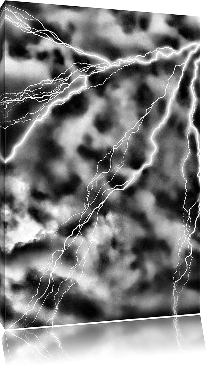 Pixxprint Blitze und Gewitter als Leinwandbild | Grösse: 100x70 | Wandbild| Kunstdruck | fertig besp