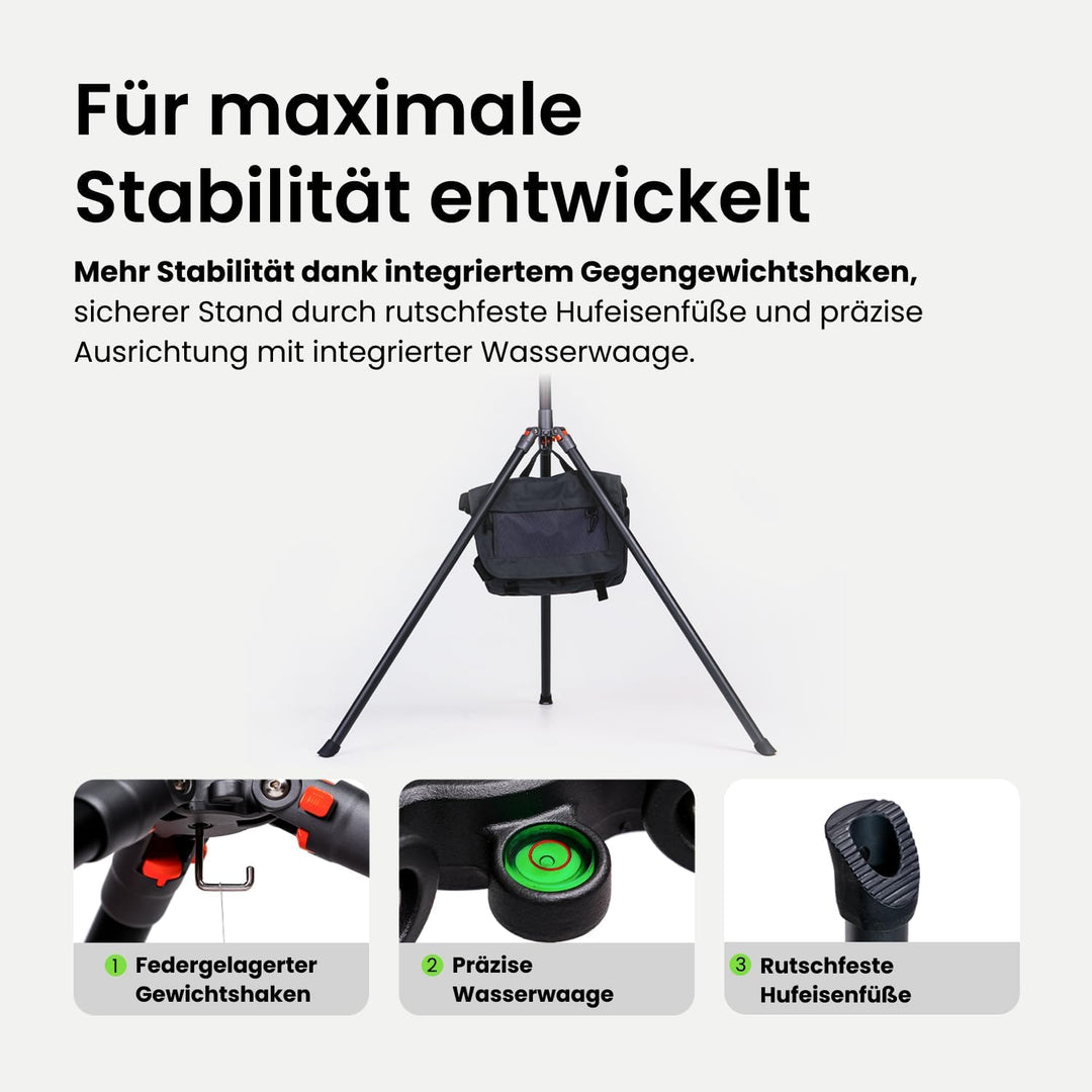 XbotGo NT4 PRO Carbonfaser-Kamerastativ 3,9m – Höhenverstellbar & faltbar mit Tragetasche, luftgedäm