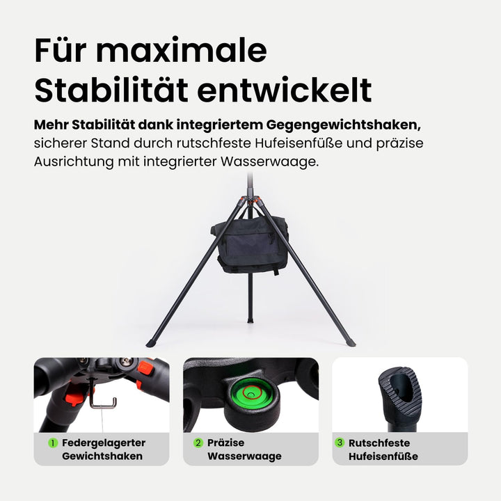 XbotGo NT4 PRO Carbonfaser-Kamerastativ 3,9m – Höhenverstellbar & faltbar mit Tragetasche, luftgedäm
