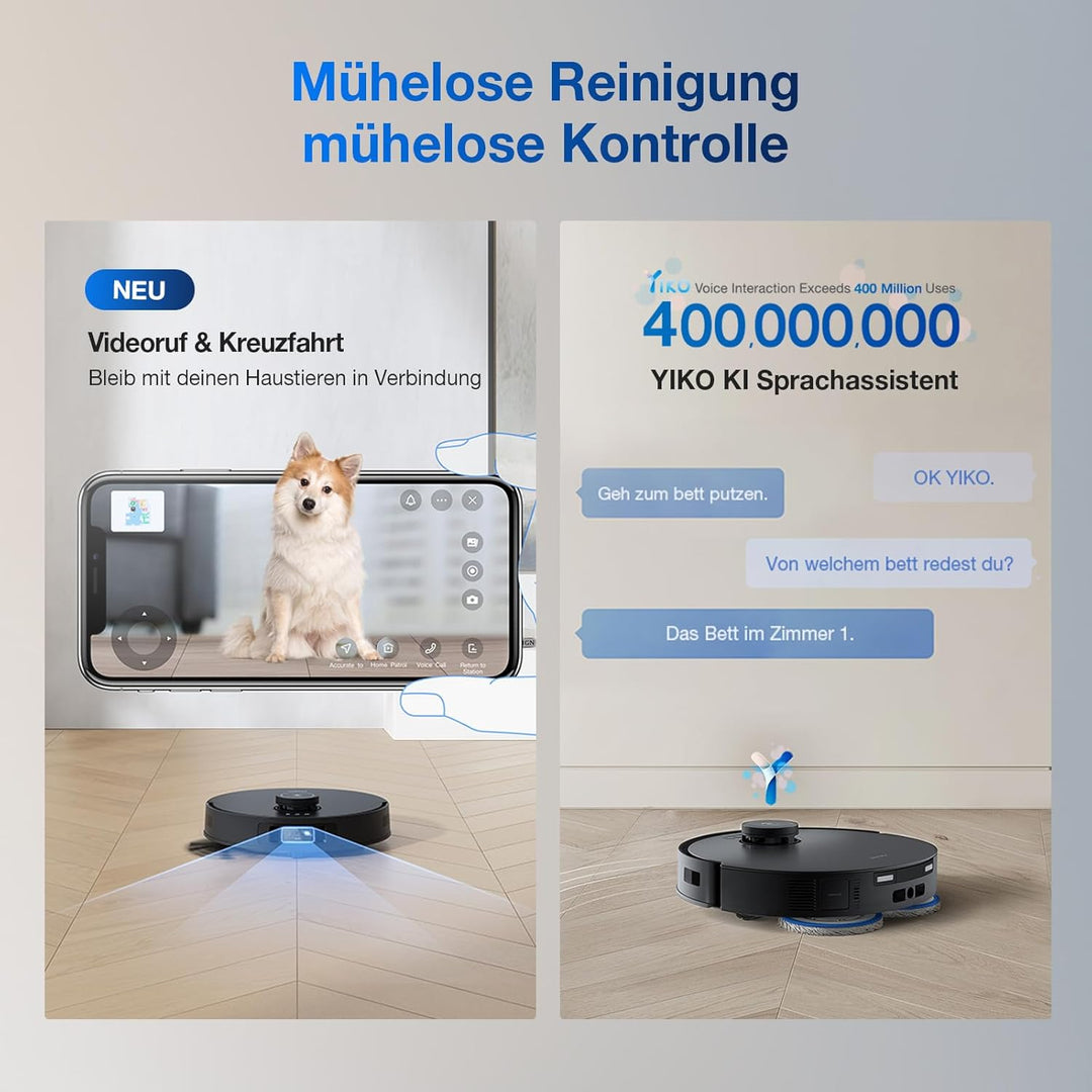 ECOVACS DEEBOT T30S PRO Saugroboter mit Wischfunktion, 11.000 Pa, ZeroTangle Technologie, 70°C heiss