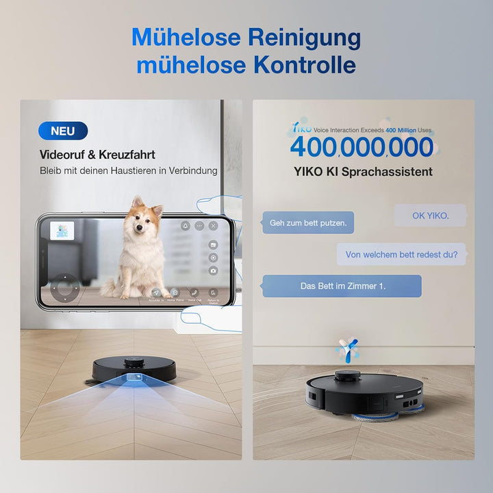 ECOVACS DEEBOT T30S PRO Saugroboter mit Wischfunktion, 11.000 Pa, ZeroTangle Technologie, 70°C heiss