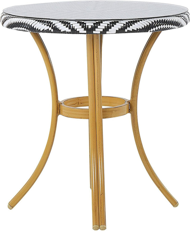 Beliani Stilvoller Gartentisch Rattan schwarz und weiss rund Rifreddo