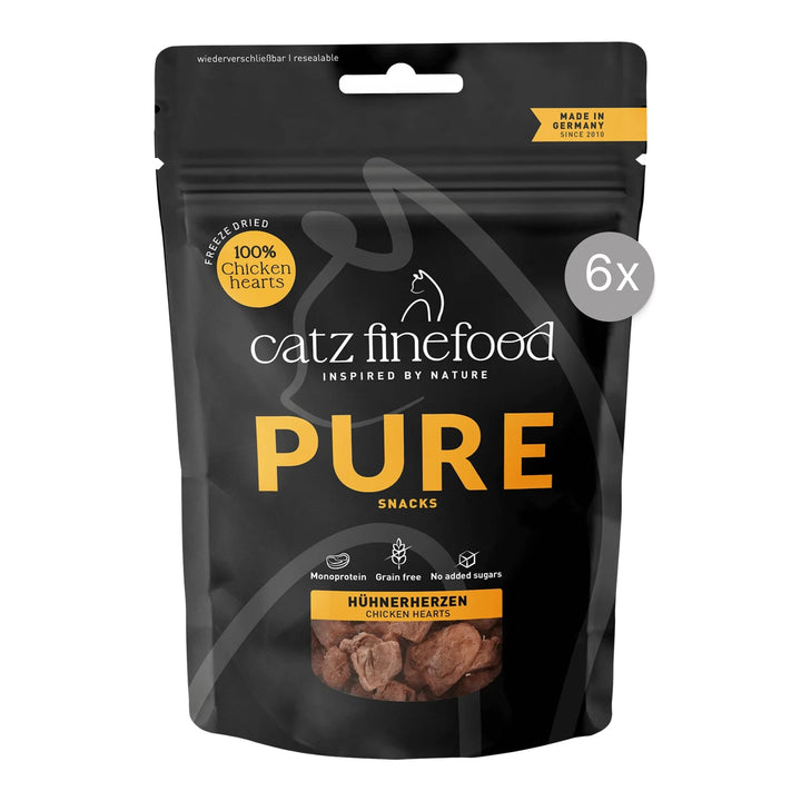Catz finefood Purrrrly No. 103 Hühnerherzen, gefriergetrockneter Katzensnack/ Katzenleckerli, 6er Pa