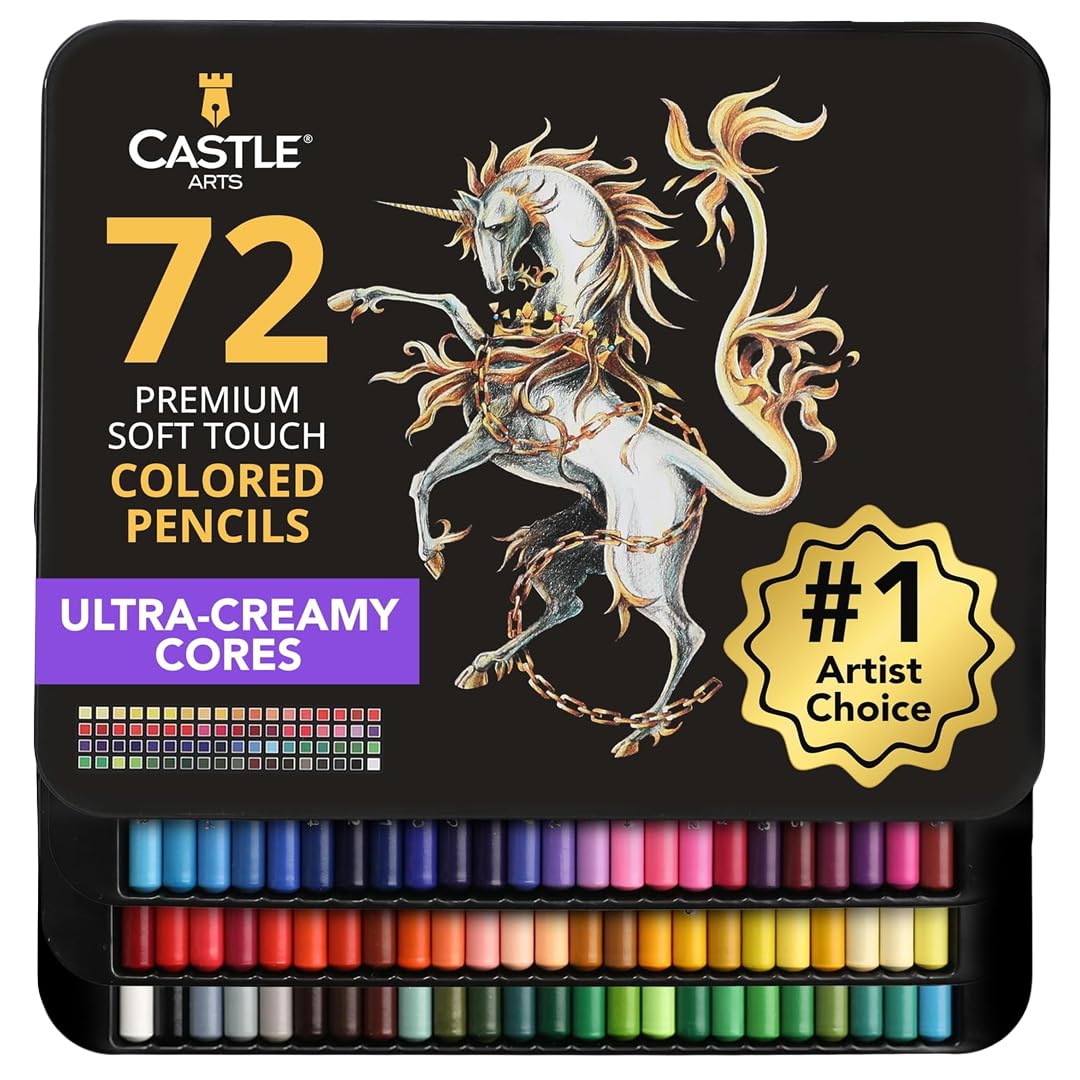 Castle Art Supplies 72 Buntstifte Set |Hochwertige Farbminen mit weichem Kern für erfahrene Künstler
