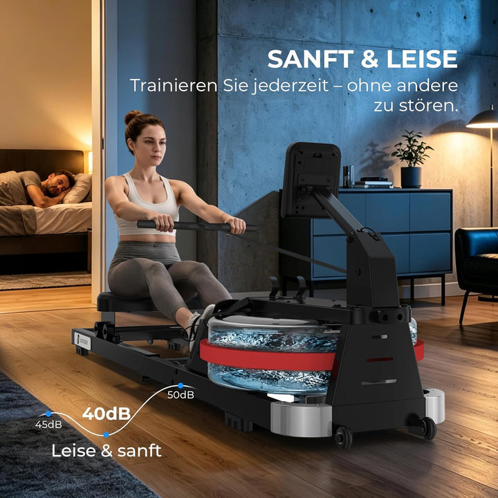RE1 Wasser-Rudergerät klappbar mit 14-L-Wassertank für Zuhause | Kinomap-kompatibel, LCD-Display, st