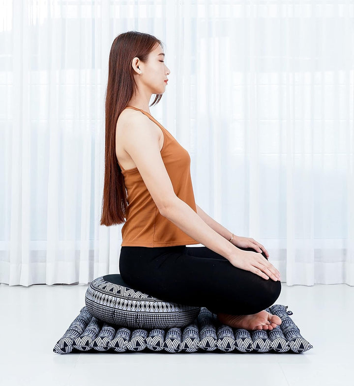 Leewadee Meditationskissen Set Sitzkissen Rund Zafu Yoga Kissen Zabuton Yogakissen Meditationskissen