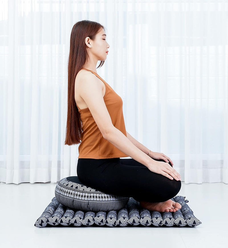 Leewadee Meditationskissen Set Sitzkissen Rund Zafu Yoga Kissen Zabuton Yogakissen Meditationskissen