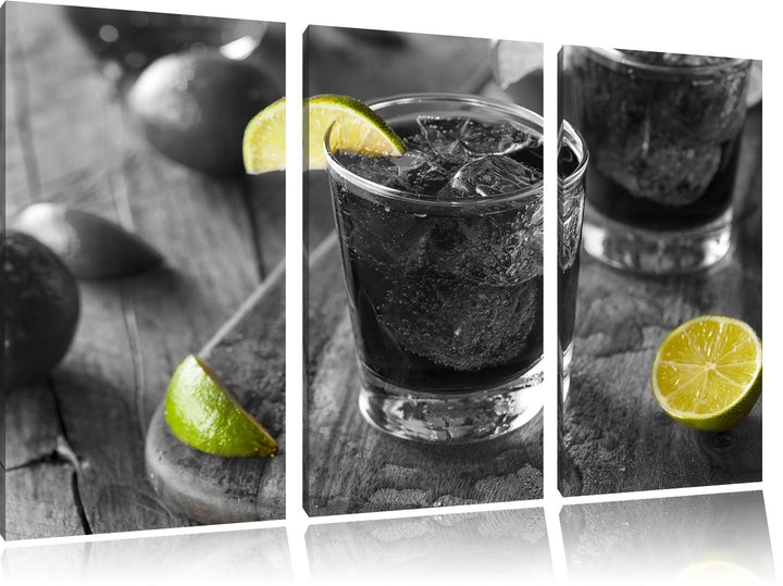 Pixxprint Erfrischender Cuba Libre als Leinwandbild/Grösse: 3 Teilig (120x80 cm) cm/Wandbild/Kunstdr