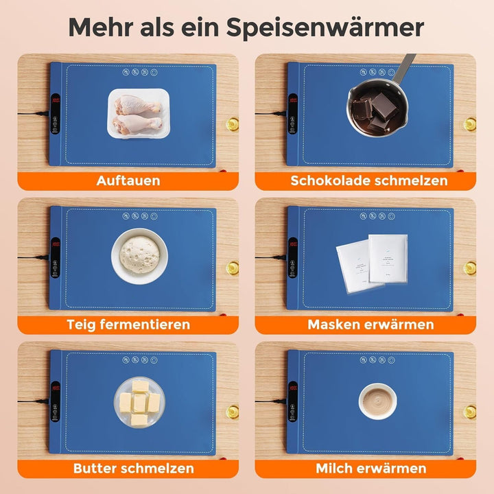 GOPLUS Warmhalteplatte elektrisch, Speisewärmer Silikon für Lebensmittel, Tragbare Wärmematte mit au