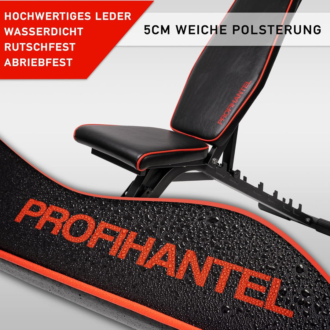 TOPSELLER! Profihantel Premium Line Hantelbank – Beinhalterung für Bauchtraining, bis 550 kg belastb