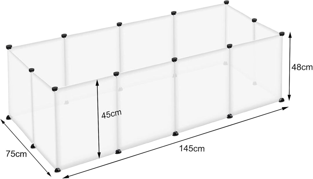 FIVMEN Freilaufgehege Kleintiergehege 145x75x48cm Freigehege Gittergehege 12-Platten Laufstallgitter