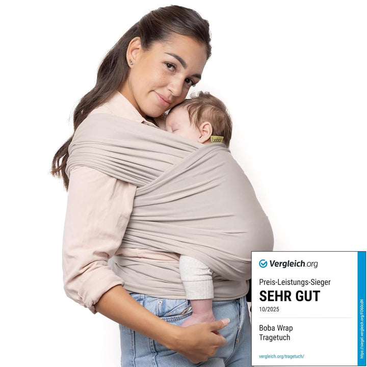 Boba Babytragetuch ab Geburt bis 15 kg - Kuschelweiches & Stützendes Baumwollfrottee, Tragetuch Baby