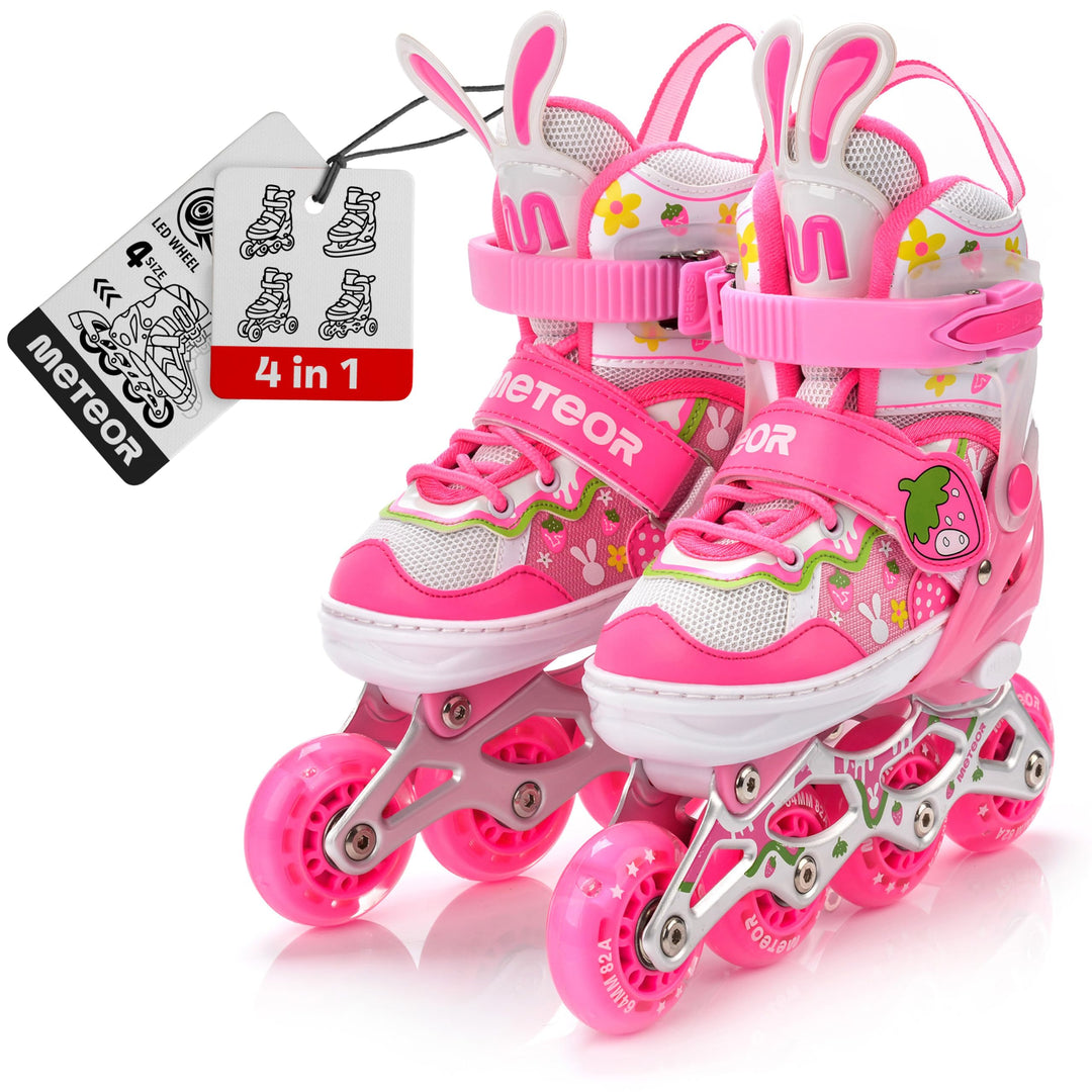 meteor® Inlineskates 4in1 Kinder Inliner Rollschuhe Roller Blades Quad Skates Carbon Kinder Inlinesk