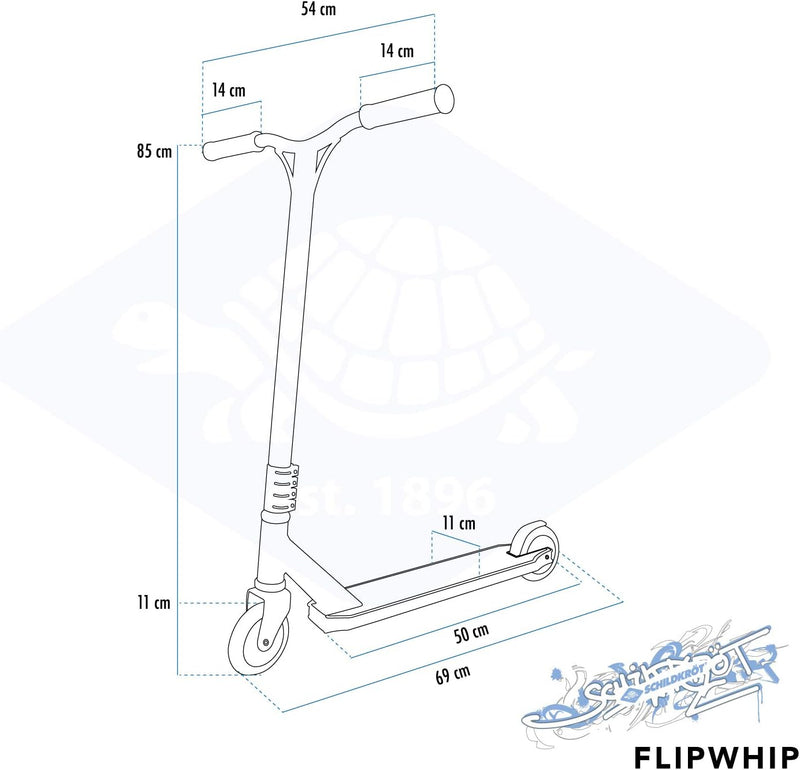 Schildkröt Stunt Scooter Flipwhip, Premium-Stunt Scooter mit HIC-Compression und Alu-Felge, 110 mm P