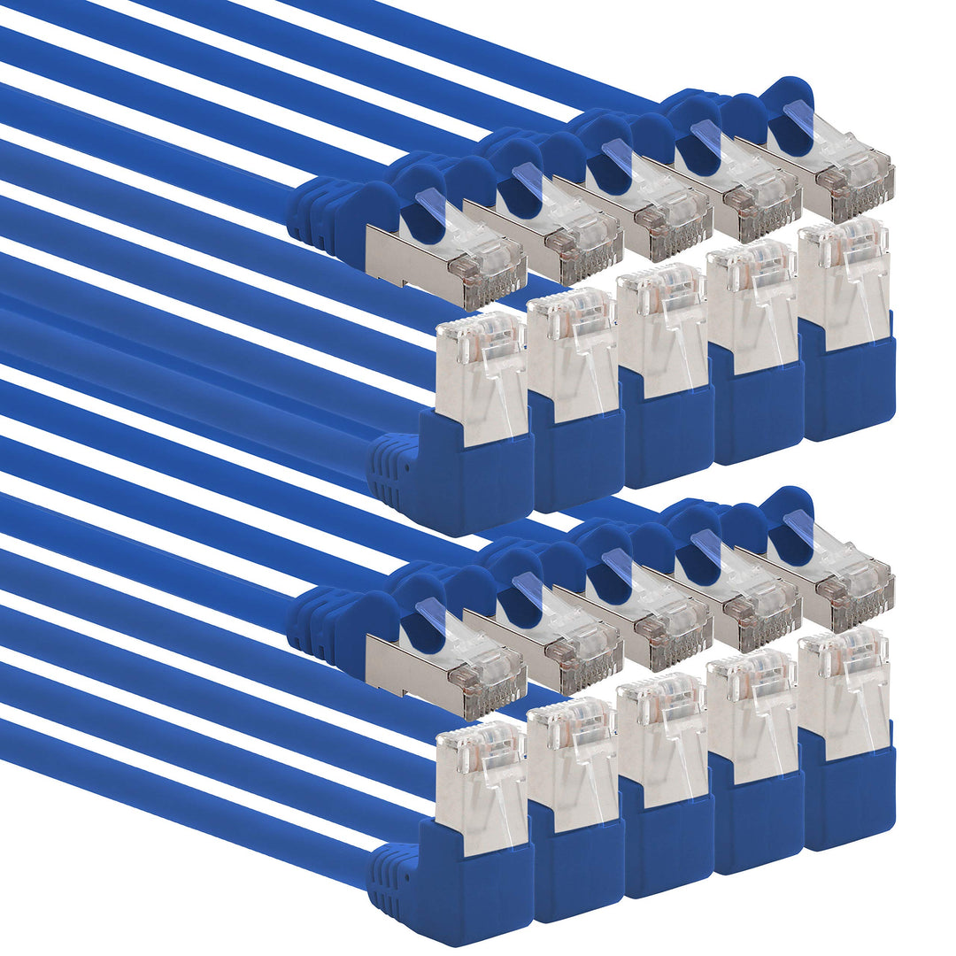 1aTTack.de 366267 Cat.6 Netzwerkkabel Winkel 90 Grad 10m - blau - 10 Stück - Cat6 Patchkabel (SFTP P