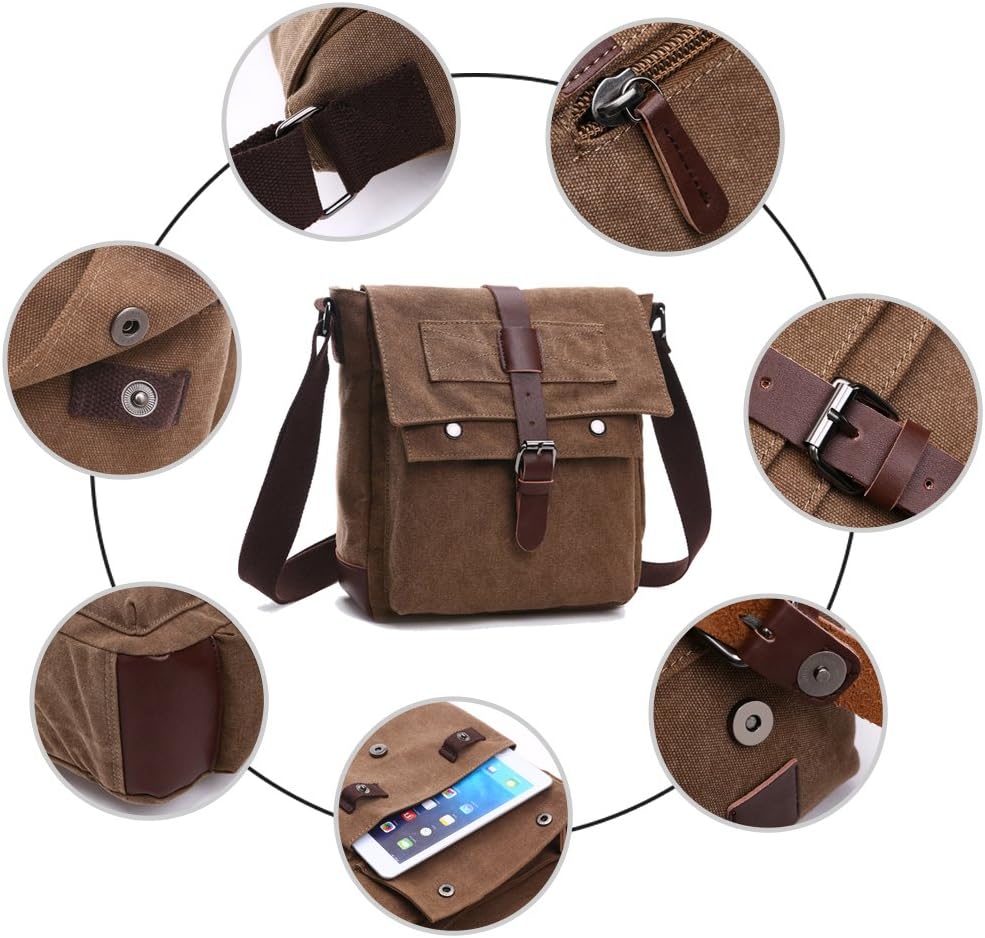 LOSMILE Herren Umhängetasche Schultertasche 16 Zoll Kuriertasche Canvas Laptop Tasche Messenger Bag