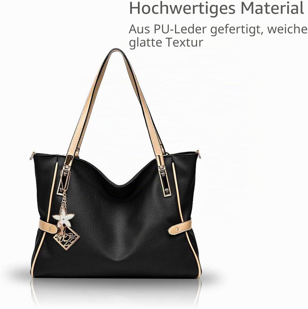 Nicole&amp;Doris Neue Handtasche Damen Schultertasche Henkeltaschen für Frauen Tasche Messenger Bag Blac