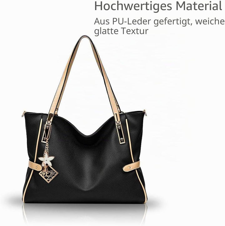 Nicole&amp;Doris Neue Handtasche Damen Schultertasche Henkeltaschen für Frauen Tasche Messenger Bag Blac