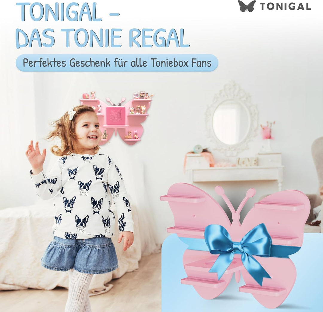 Tonie Regal Schmetterling mit Platz für bis zu 35 Tonie Figuren, Toniebox & Ladestation I Magnetisch