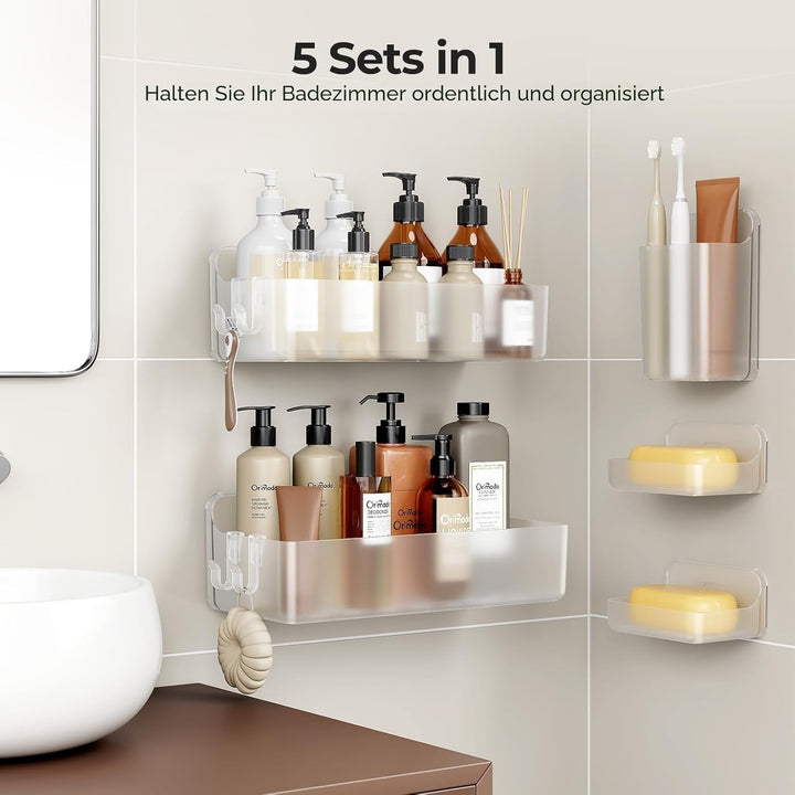 Orimade Duschablage ohne Bohren-Duschregal 5 Stück,Shampoo Halterung für Dusche Grosse Kapazität,Bad