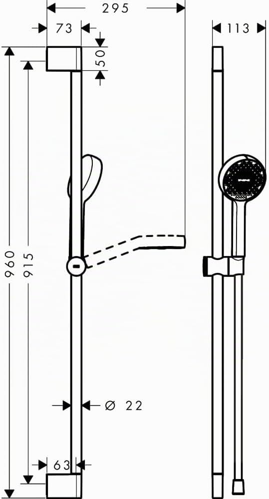 hansgrohe Activera S - Duschset mit Duschkopf wassersparend (EcoSmart, 1 Strahlart), Duschschlauch (