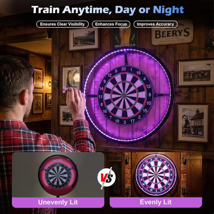 LED Dartboard Ring Licht, 360° Schattenfreie Beleuchtung mit 90 LEDs für Wohnzimmer - Helles LED Rin